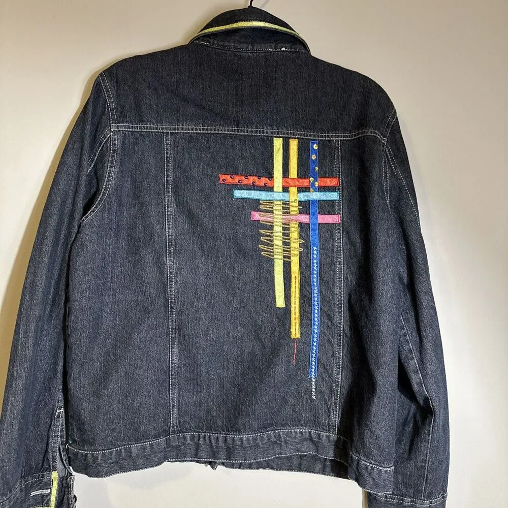 Marsh Landing‎ Denim Wmn's Med Jacket Jean With Embellished Designs Vintage